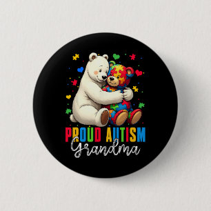 Badge Rond 5 Cm Fière autisme grand-mère ours Sensibilisation sur