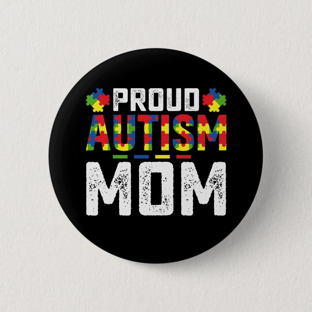 Badge Rond 5 Cm Fière Autisme Mère Sensibilisation Famille Autiste (Devant)