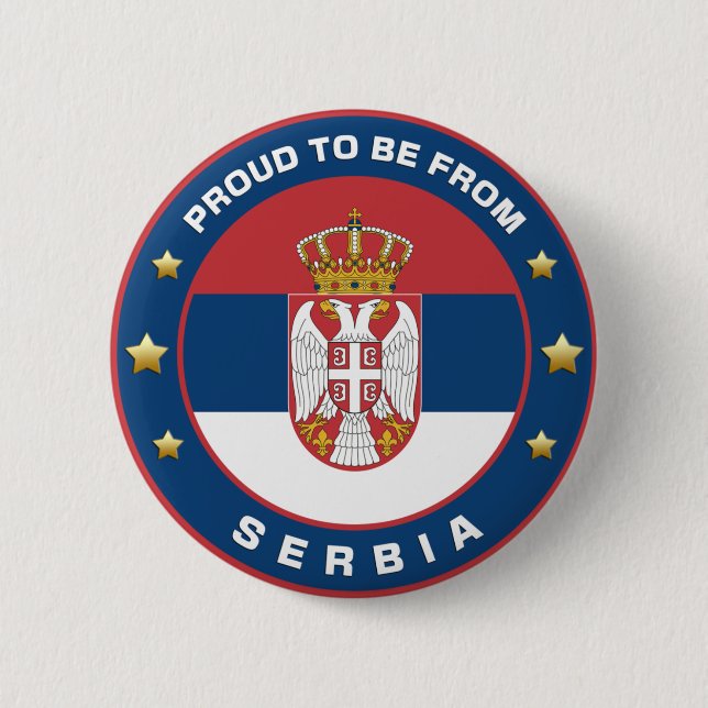 Badge Rond 5 Cm Fière D'Être De Serbie (Devant)