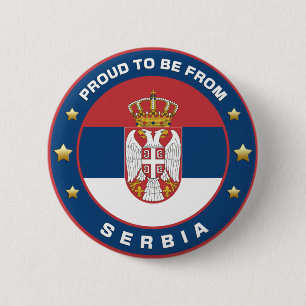 Badge Rond 5 Cm Fière D'Être De Serbie
