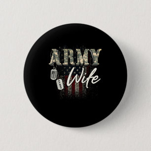 Badge Rond 5 Cm Fière épouse de l'armée cadeau militaire vétéran a