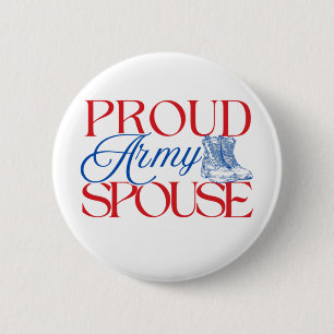 Badge Rond 5 Cm Fière épouse de l'armée - Mari de femme de l'armée