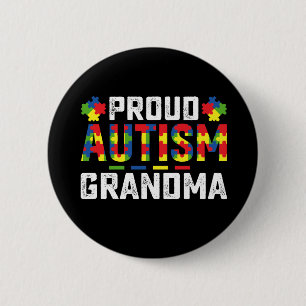 Badge Rond 5 Cm Fière grand-mère autiste de sensibilisation à la f