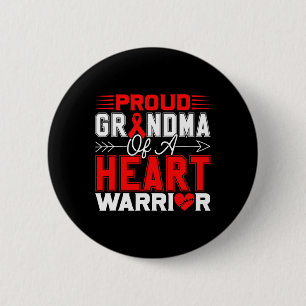 Badge Rond 5 Cm Fière Grand-Mère D'Un Guerrier Du Coeur Maladie Ca