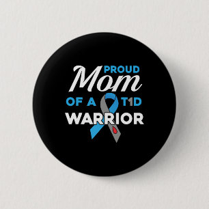 Badge Rond 5 Cm Fière Maman Du Diabète Guerrier T1D Sensibilisatio