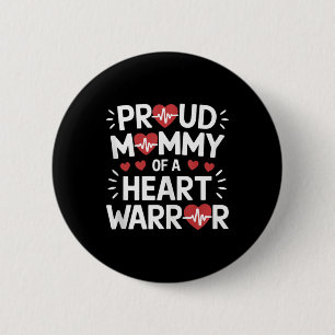 Badge Rond 5 Cm Fière Maman D'Un Guerrier Du Coeur Conscience De L