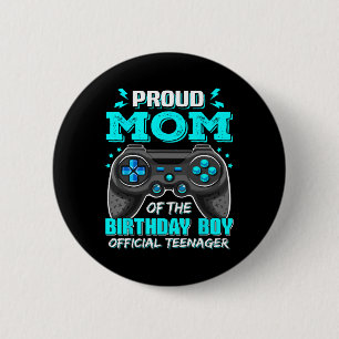 Badge Rond 5 Cm Fière maman officielle adolescent jeu vidéo 13e an