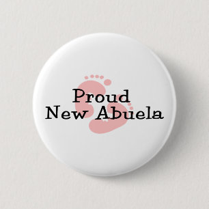 Badge Rond 5 Cm Fière nouvelle Abuela Empreintes de pieds de bébé