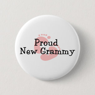 Badge Rond 5 Cm Fière nouvelle baby girl empreintes Grammy