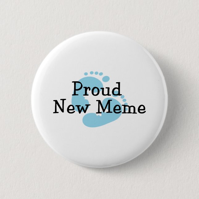 Badge Rond 5 Cm Fière Nouvelle Empreinte de Pied de Bébé Garçon (Devant)