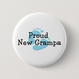 Badge Rond 5 Cm Fière Nouvelle Empreinte de Pied de Bébé Garçon Gr