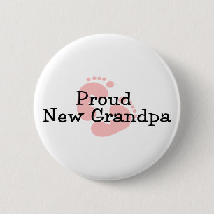 Badge Rond 5 Cm Fière Nouvelle Empreintes de Pied de Bébé Fille Gr