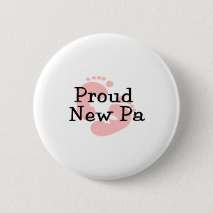 Badge Rond 5 Cm Fière Nouvelle Empreintes de Pieds de Bébé Fille
