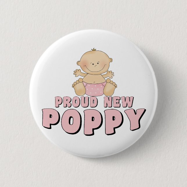 Badge Rond 5 Cm Fière nouvelle fille coquelicot (Devant)