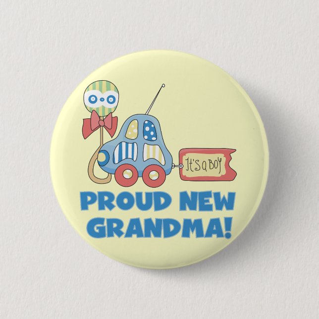 Badge Rond 5 Cm Fière nouvelle grand-mère-C'est un garçon Tshirts  (Devant)