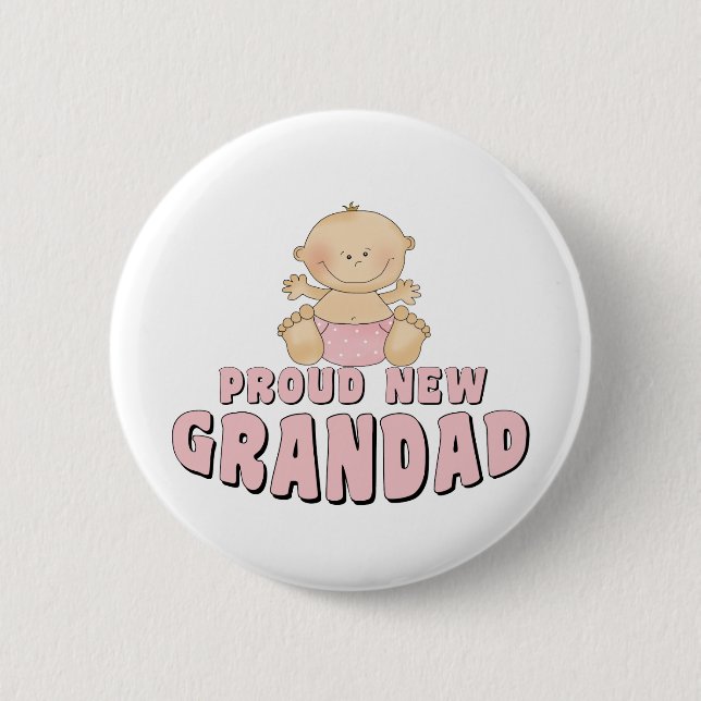 Badge Rond 5 Cm Fière nouvelle    Grand-père Fille (Devant)
