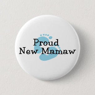 Badge Rond 5 Cm Fière Nouvelle Mamaw Empreintes de Bébé Garçon
