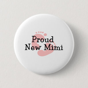 Badge Rond 5 Cm Fière nouvelle Mimi empreintes de bébé fille
