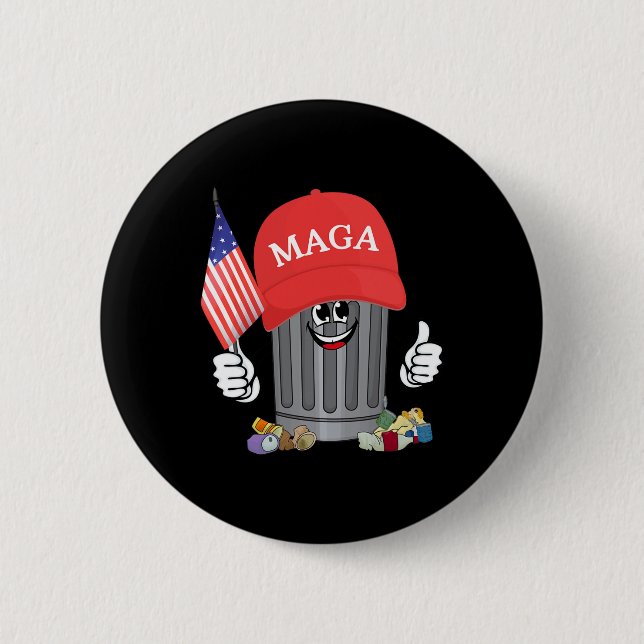Badge Rond 5 Cm Fière poubelle Trump Supporter Trash Can Cartoon F (Devant)