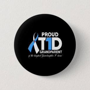 Badge Rond 5 Cm Fière T1D Grand-Parent Du Diabète Grandgirl Mainte