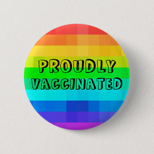 Badge Rond 5 Cm Fièrement vacciné - Vaccination contre le virus 