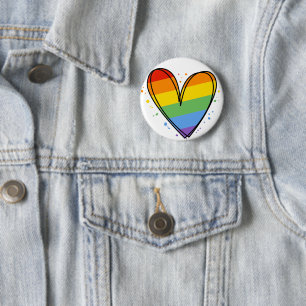 Badge Rond 5 Cm Fierté Amour Coeur Gay Arc-en-ciel Porte - clé LGB