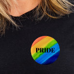 Badge Rond 5 Cm Fierté arc-en-ciel<br><div class="desc">Bouton Arc-en-ciel Pride. Ce bouton colossal est décoré avec des rayures d'aquarelle dans les couleurs arc-en-ciel et le mot "PRIDE" Le texte est un modèle afin que vous puissiez le modifier si vous le souhaitez. Aquarelle originale © Michele Davies.</div>