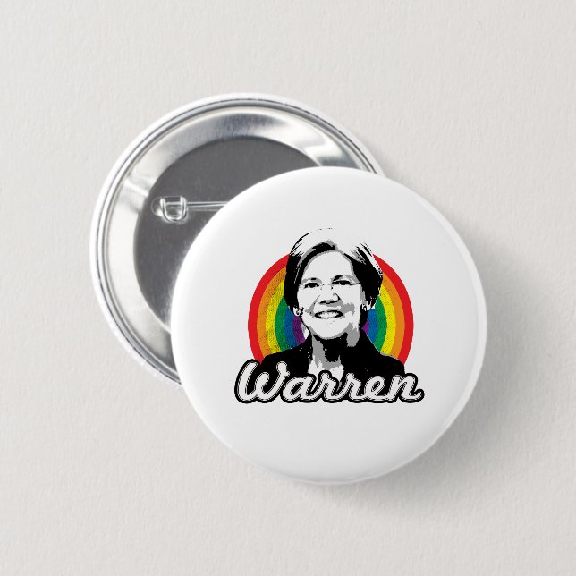 Badge Rond 5 Cm Fierté arc-en-ciel de Warren (Devant & derrière)