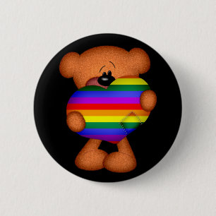 Badge Rond 5 Cm Fierté Coeur Teddy Bear