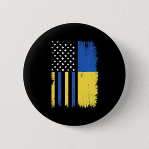 Badge Rond 5 Cm Fierté Contre L'Ukraine Vintage Amérique Ukrainien