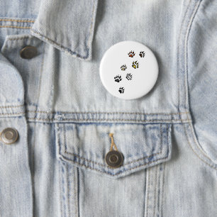 Badge Rond 5 Cm Fierté de l'ours - Empreintes de pattes colorées D