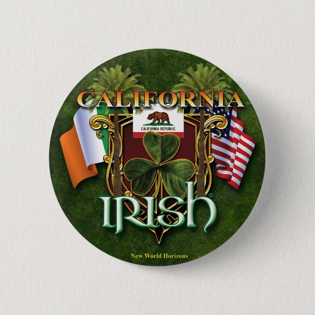 Badge Rond 5 Cm Fierté d'Irlandais de la Californie (Devant)