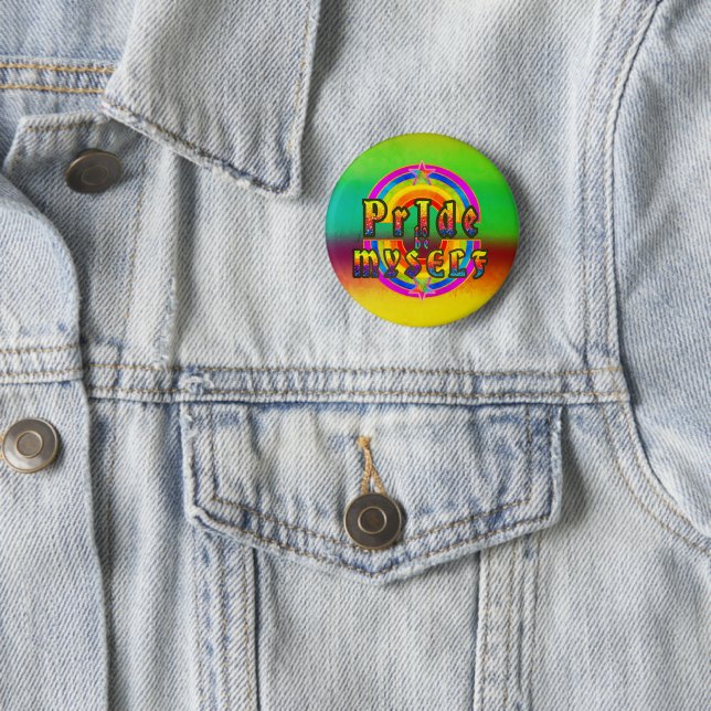 Badge Rond 5 Cm Fierté gay lesbienne Rainbow Happy Star (En situation)