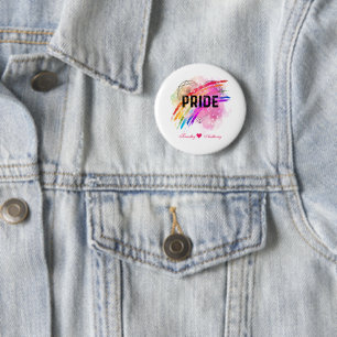 Badge Rond 5 Cm Fierté LGBTQ personnalisée Coeur couleur arc-en-ci