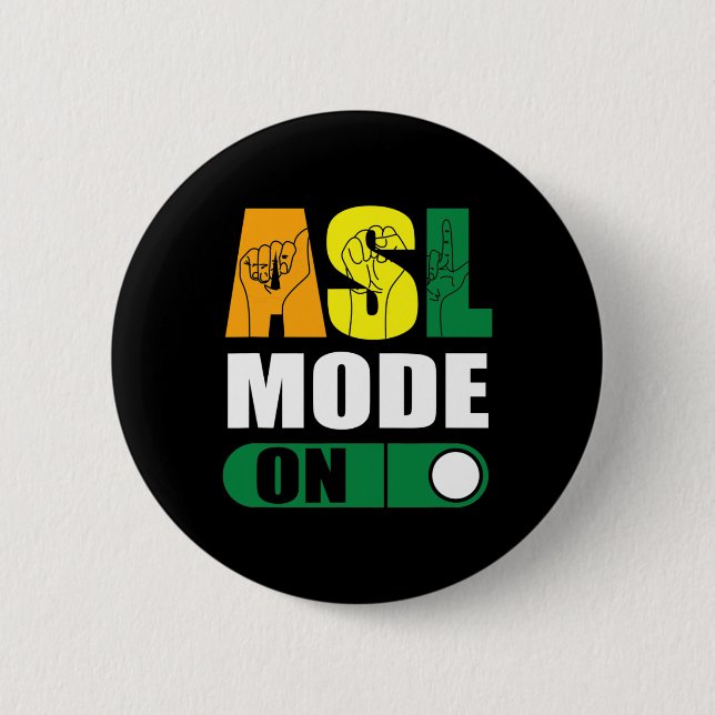 Badge Rond 5 Cm Fierté Mode Asl Sur Fier Langue Signale À La Main (Devant)