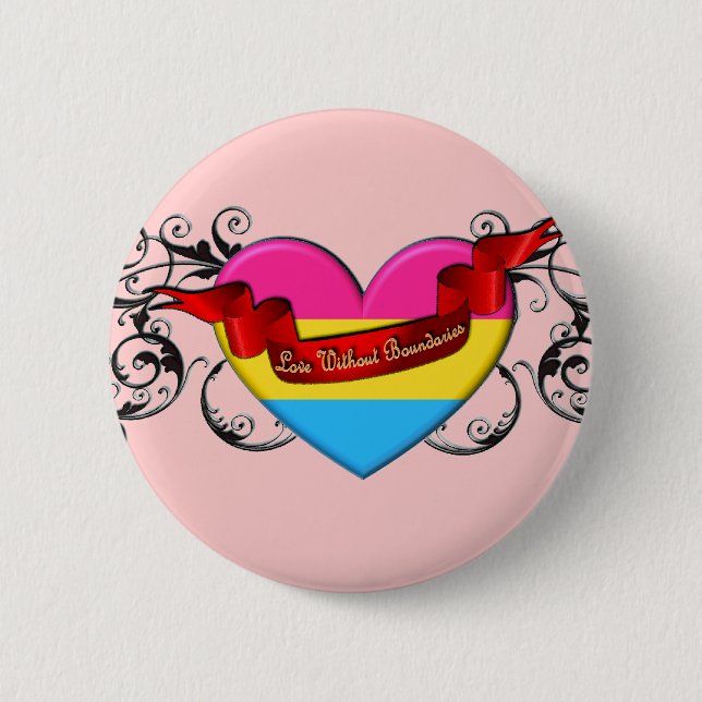 Badge Rond 5 Cm Fierté Pansexual : Amour sans frontières (Devant)