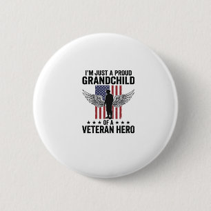 Badge Rond 5 Cm Fierux Petit-enfant d'un Héros Vétéran Design Patr
