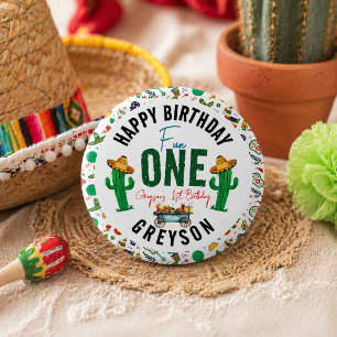 Badge Rond 5 Cm Fiesta First Fête d'anniversaire de 1 an