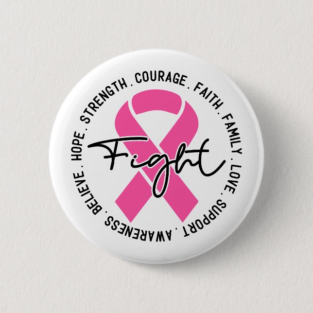 Badge Rond 5 Cm Fight Breast Cancer Awareness (Devant)