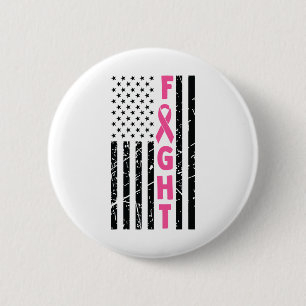 Badge Rond 5 Cm Fight Breast Survivor American Flag Cancer du sein
