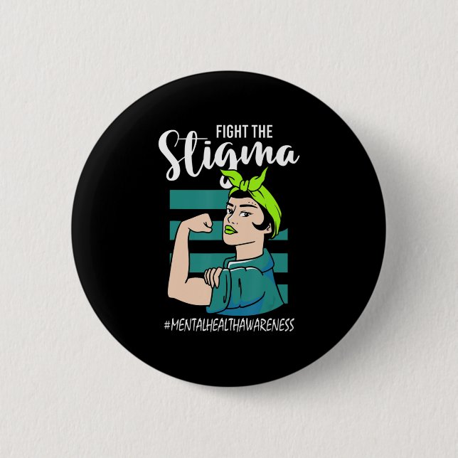 Badge Rond 5 Cm Fight The Stigma Mind Stability Awareness  (Devant)