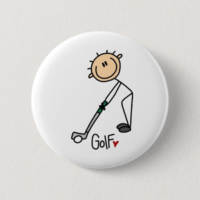 Badge Rond 5 Cm Figure de bâton de golf (Devant)