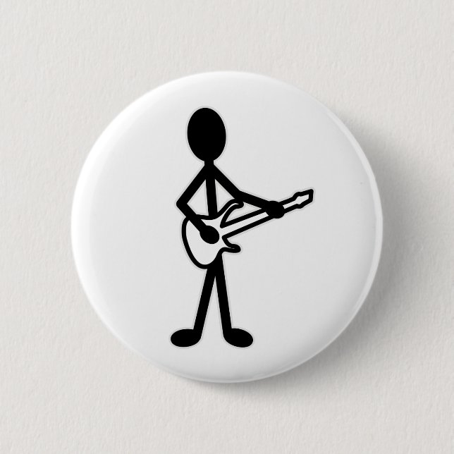 Badge Rond 5 Cm Figure de bâton guitariste (Devant)