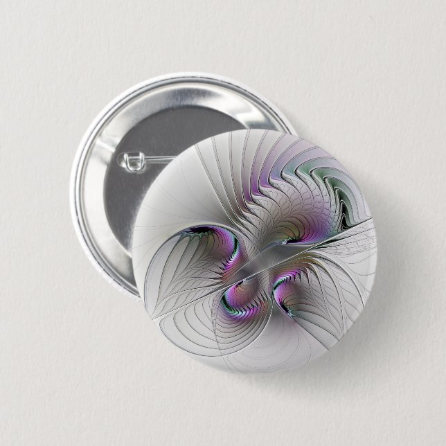 Badge Rond 5 Cm Figure de fantaisie abstraite moderne timide Art f (Devant & derrière)