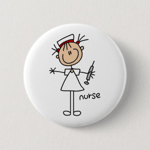 Badge Rond 5 Cm Figure du bâton infirmière