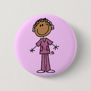 Badge Rond 5 Cm Figure féminine africaine-américaine infirmière