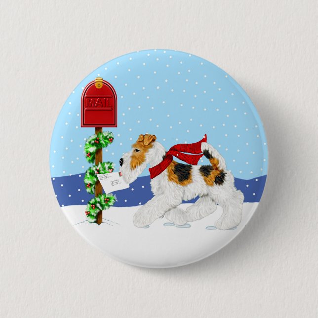 Badge Rond 5 Cm Fil Fox Christmas Mail (Devant)