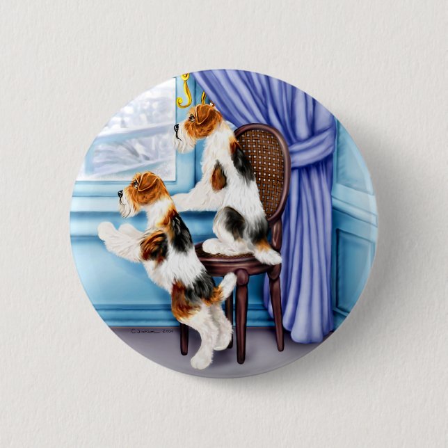 Badge Rond 5 Cm Fil Fox Terrier Parlor Pals (Devant)