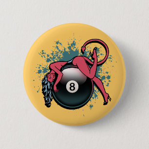Badge Rond 5 Cm Fille 8-Ball de diable