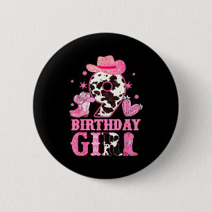 Badge Rond 5 Cm Fille 9e anniversaire Rodéo Western Cowgirl Naissa